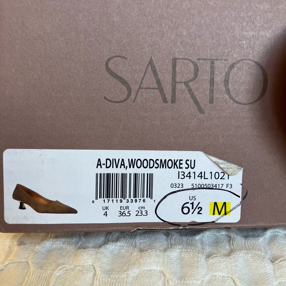 NIB Sarto Diva Kitten Heels Brown Suede 6.5 - Picture 12 of 12